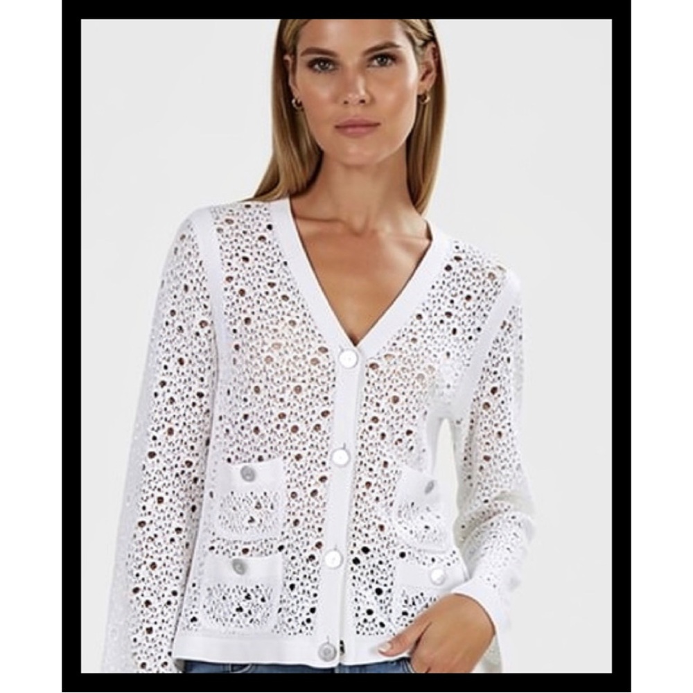 CHANEL 2011 Spring Open Crochet Knit Cardigan Jacket White - Picture 16 of 16